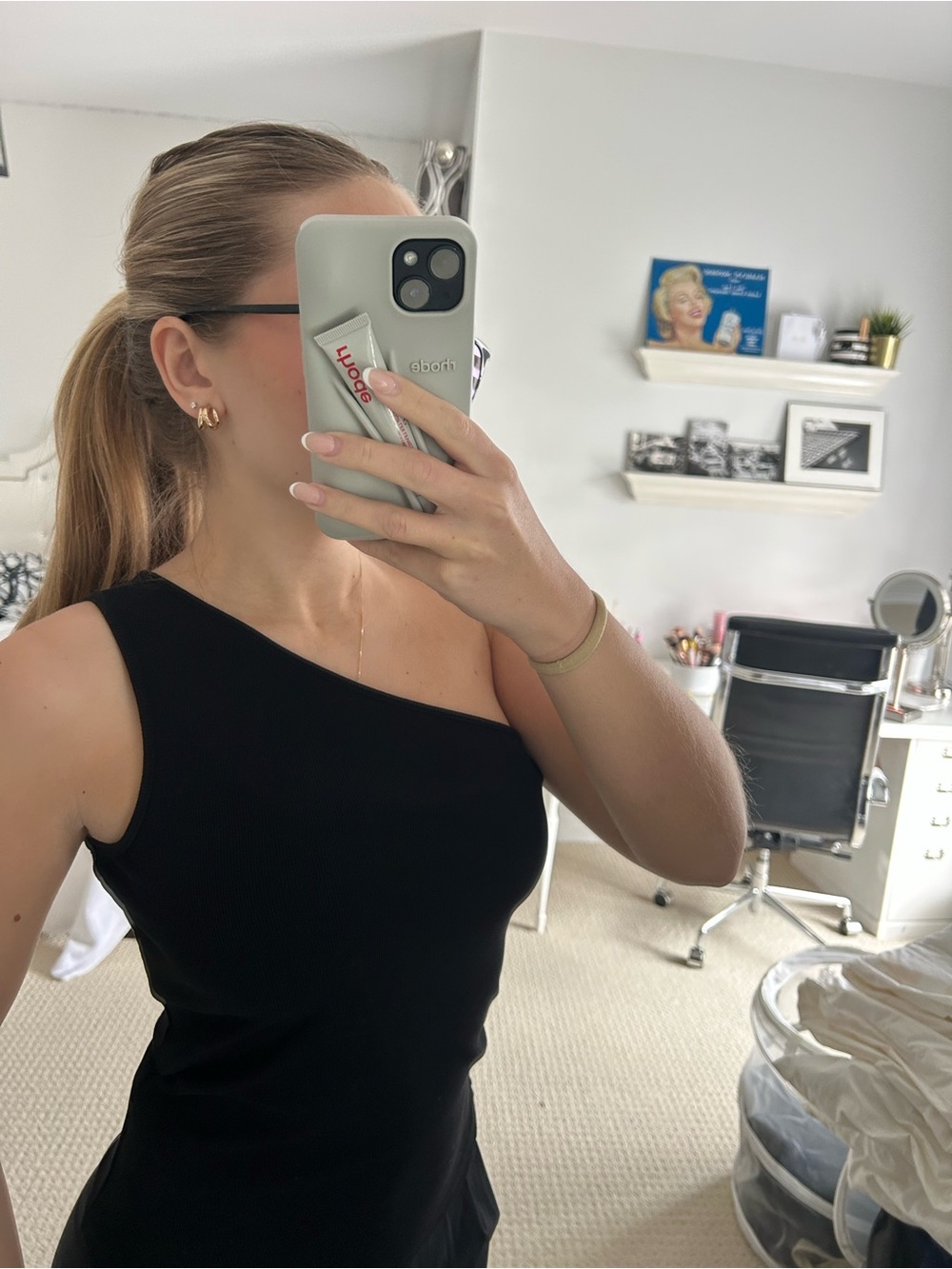 H&M One-Shoulder Black Ribbed Crop Top